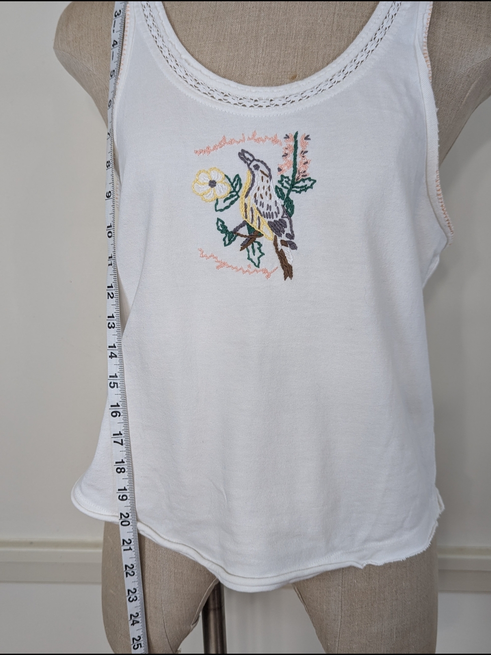 We The Free White Cotton Embroidered Tank with Bird - Picture 8 of 12